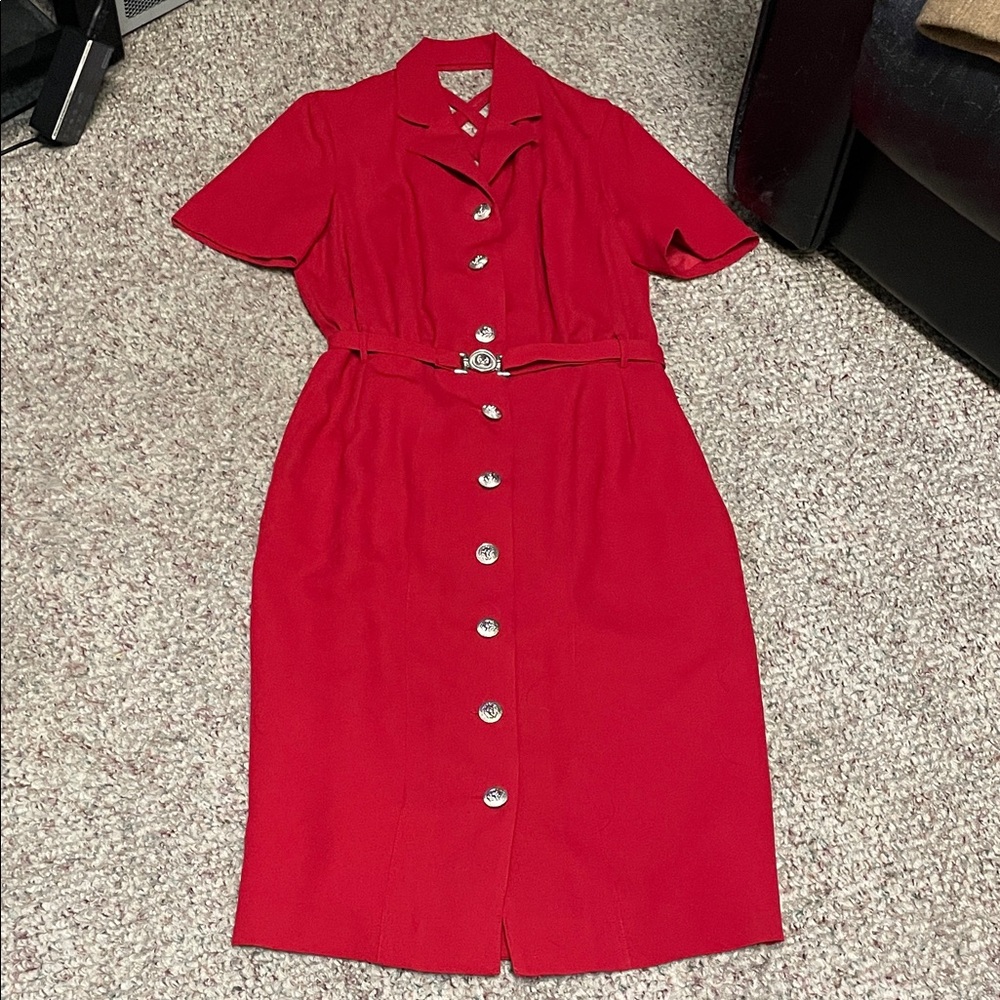 Vintage 90s cut out lion head Button-Down belted Dress- Versace vibes - Picture 1 of 13